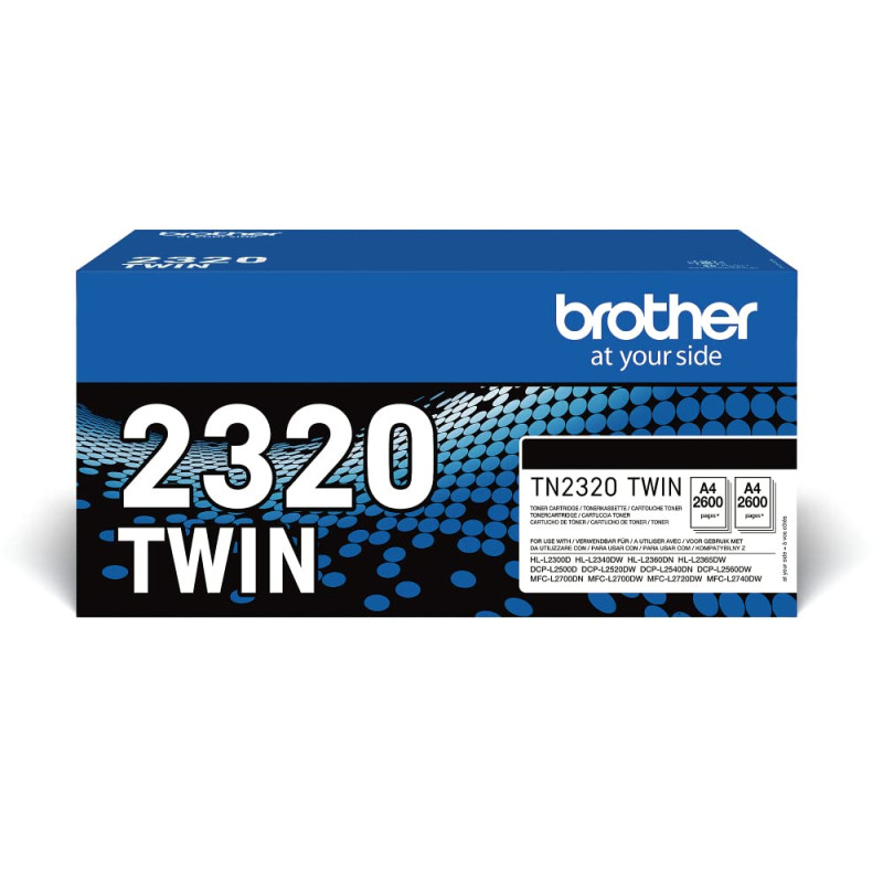 Brother TN-2320 Twin, Cartouche de Toner Original, Noir, Pack de 2 Brother TN-2320 Twin, Cartouche de Toner Original, Noir, Pack de 2