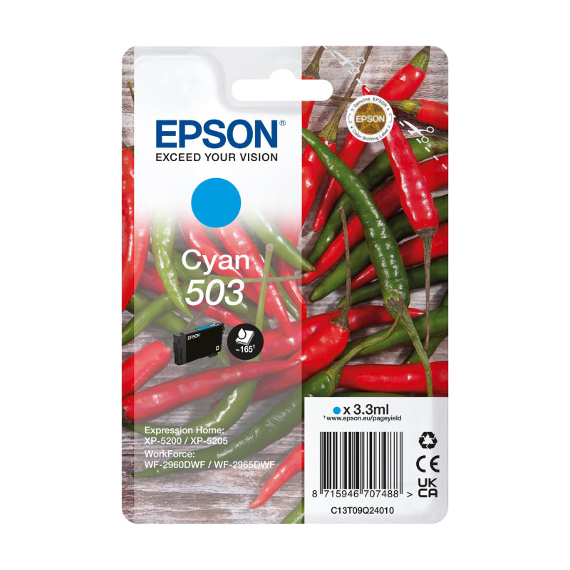 Epson 503 Chillies, Genuine Cyan Ink Cartridge Epson 503 Chillies, Genuine Cyan Ink Cartridge