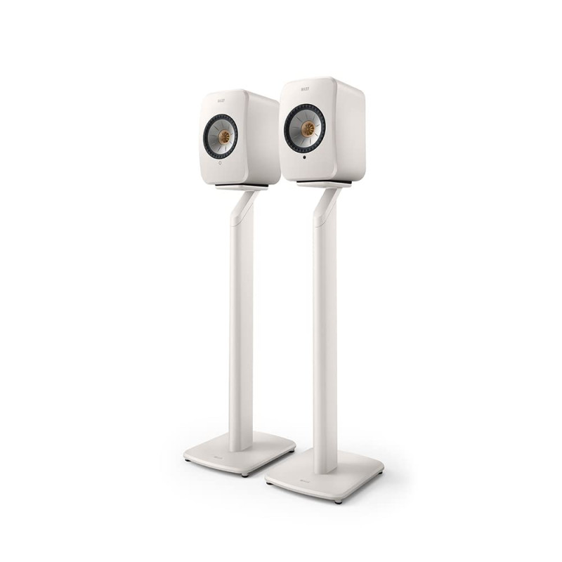 KEF LSX & LSX II S1 Pieds de Sol Blanc Mineral Paire, Pieds d'enceinte | en Aluminium | Gestion des câbles intégrée | astuces | 
