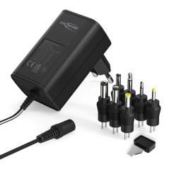 ANSMANN APS 300 Bloc d'alimentation universel 12 V avec 7 adaptateurs différents – Fiche d'alimentation jusqu'à max. 300 mA – Po