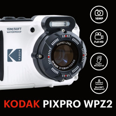 KODAK Pixpro WPZ2 - Appareil Photo Numérique Compact 16M Pixels, étanche à 15m, Anti-Choc, Video 720p, Ecran LCD 2,7 - Batterie 