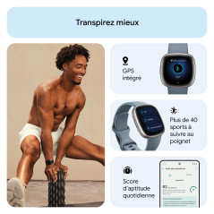 Google Fitbit Versa 4 Montre connectée sport avec GPS intégré et jusqu’à 6 jours d’autonomie de batterie - compatible avec Andro