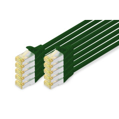 DIGITUS Câble LAN Cat 6A - 1m - 10 pièces - RJ45 Câble réseau - S/FTP Blindé - Compatible Cat-6 & Cat-7 - Vert