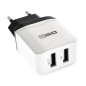 2GO Chargeur Secteur Double Prise USB 2,4 A 100 V-240 V BlancNoir