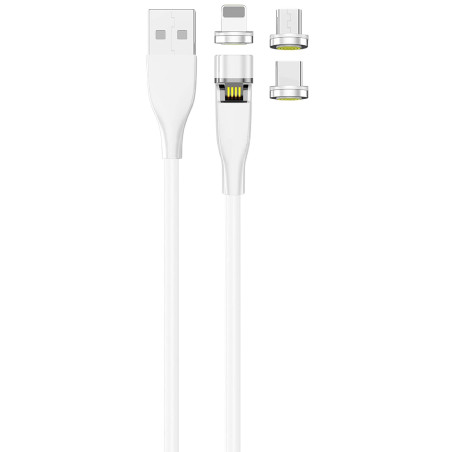 2GO Câble de charge USB 3 en 1 avec connecteurs magnétiques