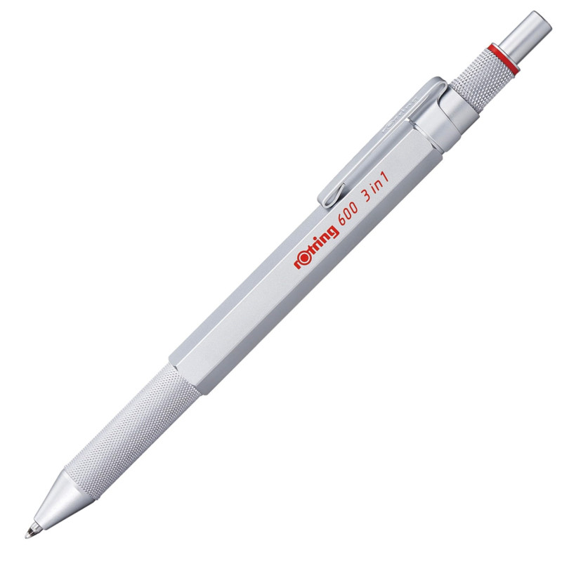 rOtring 600 Stylo multi couleurs et porte mine 3 en 1 | 2 pointes fines stylo bille (encre noire et rouge) | 1 pointe porte mine rOtring 600 Stylo multi couleurs et porte mine 3 en 1 | 2 pointes fines stylo bille (encre noire et rouge) | 1 pointe porte mine