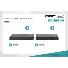 DIGITUS DS-55508 Extender HDMI (HDBaseT) - UHD 4K/60 Hz - 120 m via câble LAN (HDBaseT 100 m) - Kit : émetteur & récepteur - sor