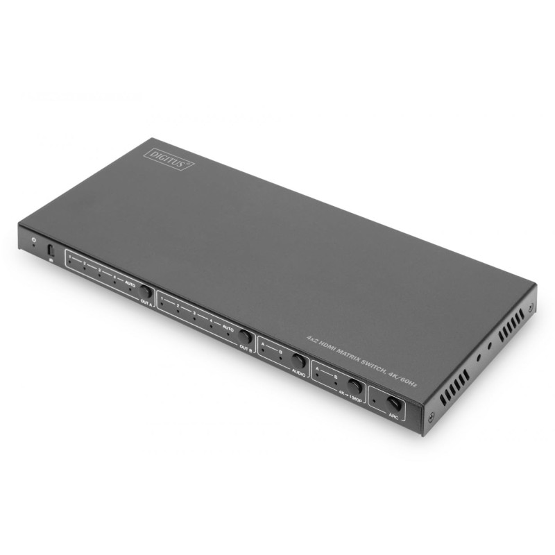 DIGITUS DS-55509 Commutateur matriciel HDMI 4x2-4 in 2 Out - UHD 4K/60 Hz - HDCP 2.2/1.4 & HDMI 2.0 - HDR10+, HLG, Arc, Dolby Vi DIGITUS DS-55509 Commutateur matriciel HDMI 4x2-4 in 2 Out - UHD 4K/60 Hz - HDCP 2.2/1.4 & HDMI 2.0 - HDR10+, HLG, Arc, Dolby Vi