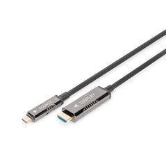 DIGITUS Câble adaptateur USB-C vers HDMI AOC fibre optique - HDMI 2.0 - Displayport 1.2 - 4k/60Hz - DP Alt-Mode - Plug&Play - 20
