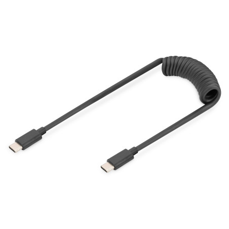 DIGITUS Câble spirale USB 2.0 USB - C à USB - C - USB 2.0, PD 60W Max ; 1m