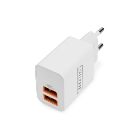 DIGITUS Chargeur Universel 15,5 W - 2 Ports USB-A - Adaptateur Secteur pour iPhone, iPad, Samsung Galaxy, Pixel, Xiaomi, Motorol