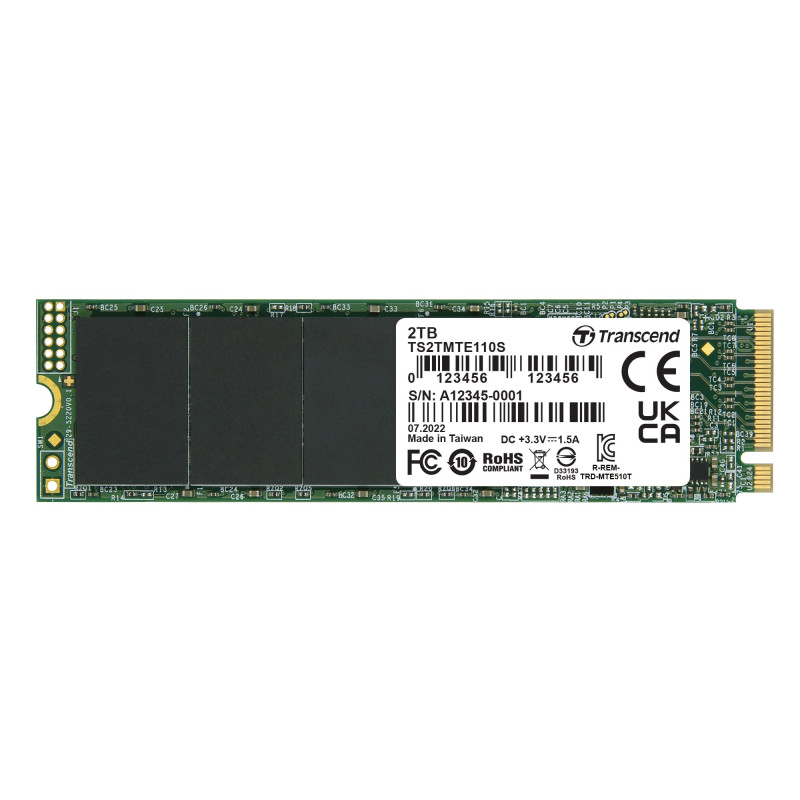 Transcend MTE110S SSD Interne NVMe PCIe Gen3 x4 M.2 2280 2TB 3D TLC NAND - TS2TMTE110S Transcend MTE110S SSD Interne NVMe PCIe Gen3 x4 M.2 2280 2TB 3D TLC NAND - TS2TMTE110S