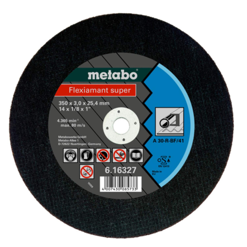 METABO 616327000 - Disco de tronzar Flexiamant Super A30-R Metal A 30 - R Ø 350 x 3,0 x 25,4 mm (Envase de 1 Ud) METABO 616327000 - Disco de tronzar Flexiamant Super A30-R Metal A 30 - R Ø 350 x 3,0 x 25,4 mm (Envase de 1 Ud)
