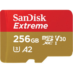 SanDisk 256 Go Extreme carte microSDXC pour jeux sur mobile, jusqu'à 190 Mo/s, avec A2 App Performance, UHS-I, Classe 10, U3, V3