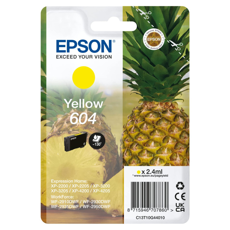 Epson Cartouche d'encre d'origine Jaune 604, Taille Standard Epson Cartouche d'encre d'origine Jaune 604, Taille Standard