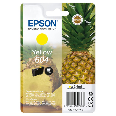 Epson Cartouche d'encre d'origine Jaune 604, Taille Standard