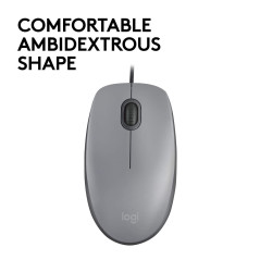 Logitech M110 Souris Filaire USB, Boutons Silencieux, Taille Standard au Design Confortable, Ambidextre, Compatible avec PC/Mac/