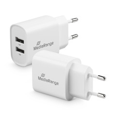 MediaRange Adaptateur de Charge USB – Adaptateur de Charge à 2 Ports 12 W, 2 Sorties USB-A pour Charger Plusieurs appareils simu