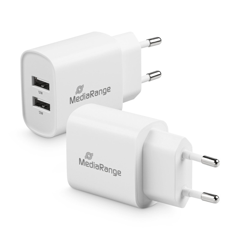 MediaRange Adaptateur de Charge USB – Adaptateur de Charge à 2 Ports 12 W, 2 Sorties USB-A pour Charger Plusieurs appareils simu MediaRange Adaptateur de Charge USB – Adaptateur de Charge à 2 Ports 12 W, 2 Sorties USB-A pour Charger Plusieurs appareils simu