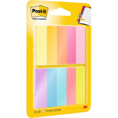 Post-it Marque-Pages en Papier, Pack de 10 Blocs, 50 Marque-Pages par Bloc, 12.7 mm x 44.4 mm, Couleurs Assorties - Pour Marquer