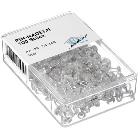 Wedo - 54 249 - 100 punaises transparentes - 10 mm x 23 mm
