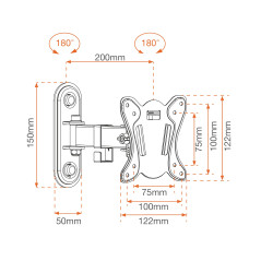 Metronic - SD - Inclinable, dépliable et orientable pour TV 33 à 71 cm