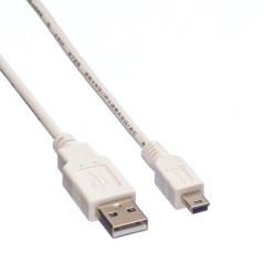 Value Câble USB 2.0, type A - 5 broches mini, blanc, 3 m