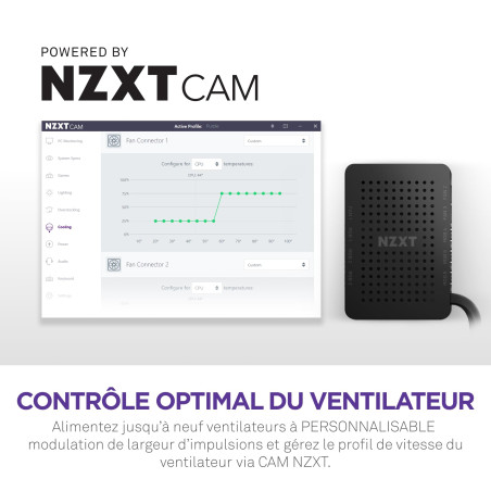 NZXT RGB & Fan Controller - AC-CRFR0-B1-6 canaux d'éclairage RVB - 3 canaux de ventilateur - Personnalisation de l'éclairage RVB