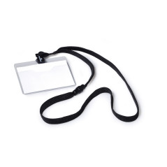 Durable 813901 Pochette Porte-badge Universel avec Lacet Textile Noir Format 60 x 90 mm Plastique Résistant Transparent Boîte de