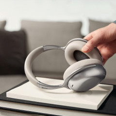 KEF Casque sans Fil Mu7 à Réduction de Bruit, Gris Argent | Connectivité Filaire/sans Fil | Supra -auriculaire
