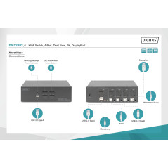 DIGITUS KVM-Switch 4-Port Dual-Display,4K, Display-Port