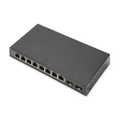 DIGITUS Commutateur réseau - 10 ports - Gigabit Ethernet - non administré - 8x ports RJ45 - 2x liaisons SFP - 10/100/1000 Mbit/s