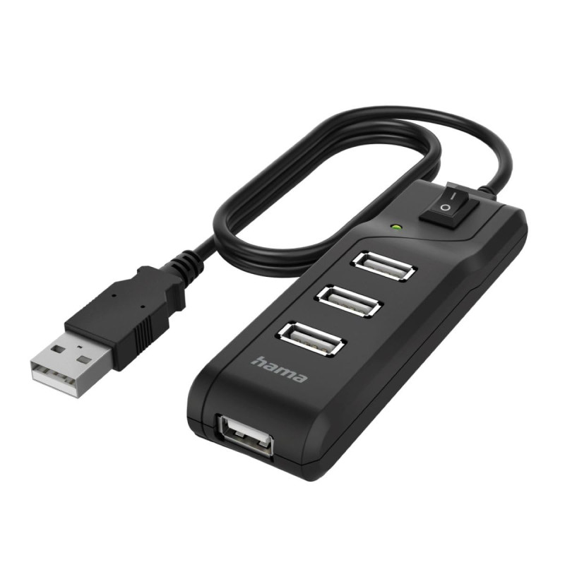 Hama Hub USB multiport Data (4 ports, USB 2.0, Vitesse de Transfert de Données 480 Mbit/s, Interrupteur Marche/Arrêt, Témoin de Hama Hub USB multiport Data (4 ports, USB 2.0, Vitesse de Transfert de Données 480 Mbit/s, Interrupteur Marche/Arrêt, Témoin de
