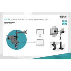 DIGITUS Support écran - Pince de table - Support pour ordinateur portable - 1 écran - Jusqu'à 32 pouces - VESA 75x75, 100x100 - 