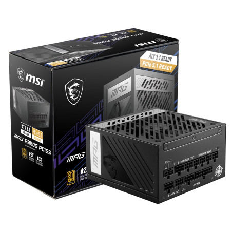 MSI MPG A850G PCIE5 Alimentation, Prise EU - 850W, certifiée 80 Plus Gold, ATX 3.0, 100% modulaire, Support GPU PCIe 5.0, conden