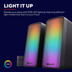 Trust Gaming GXT 611 Wezz Enceinte PC Gamer 2.0, Éclairage LED RGB, 12 W (6 W RMS), Alimentation USB, Connexion 3,5 mm, Contrôle