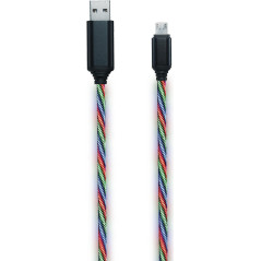 2GO Câble de données et de charge micro USB tricolore - Câble LED tricolore - 100 cm - Fiche en aluminium - Pour tous les appare