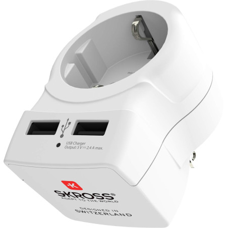 SKROSS - 1.500281 Europe to USA USB | Adaptateur de Voyage Europe vers USA, 2 USB 5V/2.4A - Tension et Puissance 100V - 1500 W/2