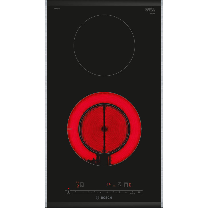 Bosch PKF375FP2E, Série 6, plaque de cuisson électrique, 2 foyers, 30 cm, 3500 W, Noir Bosch PKF375FP2E, Série 6, plaque de cuisson électrique, 2 foyers, 30 cm, 3500 W, Noir