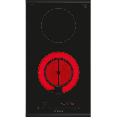 Bosch PKF375FP2E, Série 6, plaque de cuisson électrique, 2 foyers, 30 cm, 3500 W, Noir