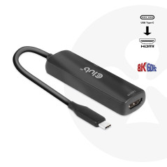 Club 3D CAC-1588 USB Gen2 Type-C vers HDMI™ 8K60Hz ou 4K120Hz HDR10, DSC1.2, Power Delivery 3.0 Activ Adapter St./B.