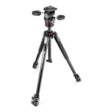 Manfrotto MK190X3-3W Kit Trépied en Aluminium à 3 Sections avec Tête Fluide 3D – Trépied Photo/Vidéo pour Appareils Reflex et Hy