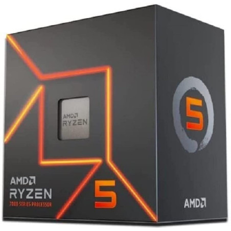 AMD Ryzen 5 7600 Processeur (Radeon Graphique Intégré, 6 Cœurs/12 Threads, 65W TDP, Socket AM5, Cache 38Mo, jusqu'à 5,1 GHz Fréq