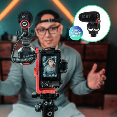 Joby Wavo Plus, Microphone De Vlogging sur Caméra, Microphone Super Cardioïde avec Monitoring Audio en Direct, Filtre Passe-Haut