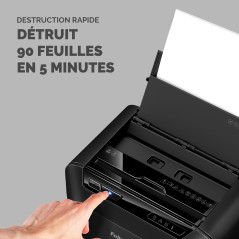 Fellowes Destructeur Hybride AutoMax 90M pour Bureau et Domicile - Alimentation : 90 Feuilles en Automatique et 9 en Manuel - Fo