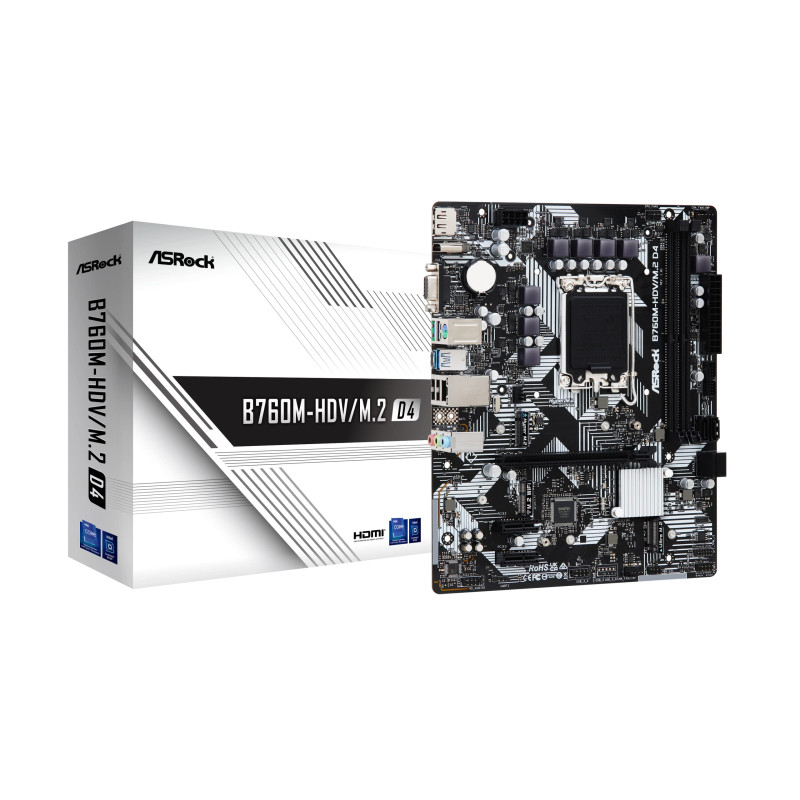 ASROCK B760M-HDV/M.2 D4 - MATX - LGA 1700-2X DDR4 - HDMI - DP - 2X M.2 ASROCK B760M-HDV/M.2 D4 - MATX - LGA 1700-2X DDR4 - HDMI - DP - 2X M.2
