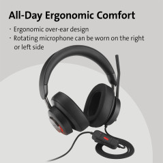 Kensington H2000 - Casque Audio USB-C avec Micro, Compatible avec Windows & Mac, avec Technologie Antibruit & Câble de 1,8 m (K8