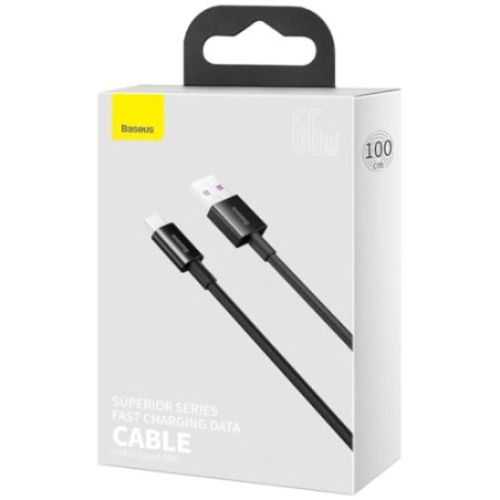 Baseus Câble de Données et de Charge USB-C Superior - 66W, 1m - Noir