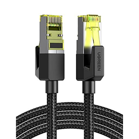UGREEN Cat 7 Câble Ethernet Réseau RJ45 10Gbps 600MHz Double Blindage Noyau de Cuivre Nylon Tressé Compatible avec Routeur Switc
