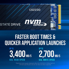 PNY CS2230 1TB SSD Interne M.2 NVMe Gen3, jusqu'à 3300MB/s - M280CS2230-1TB-RB